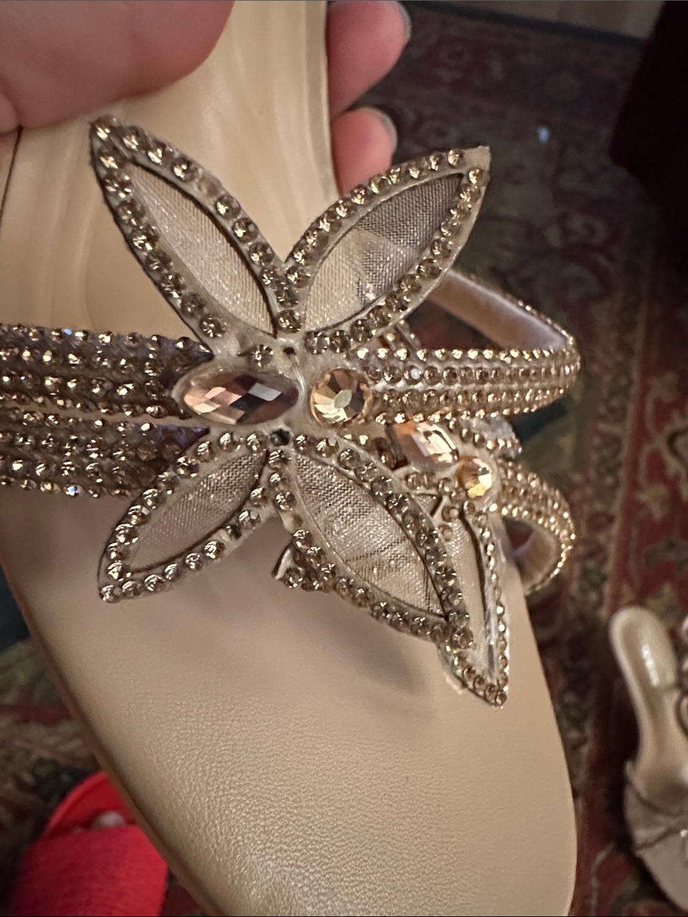 Nude Strappy Embellished Heeled Sandals - Women's - Picture 2 of 6